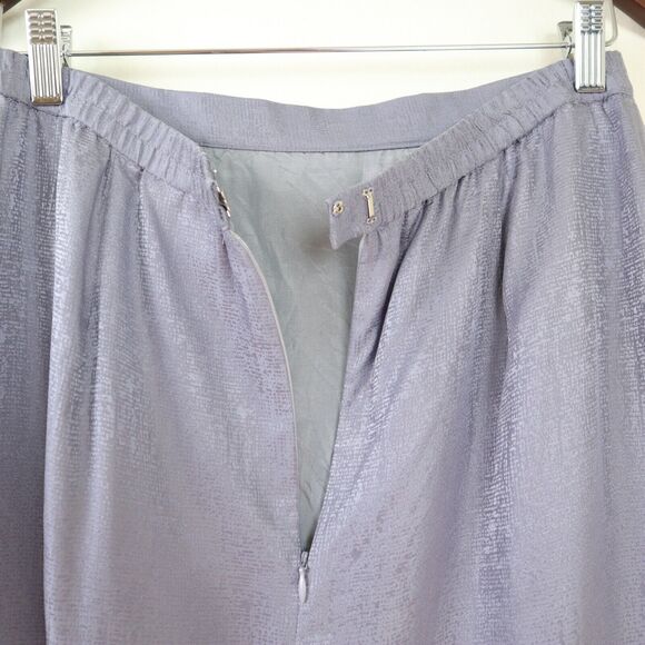 Vintage Adrianna Papell Size 12 Silk Jacquard Satin Pencil Skirt Lavender Purple - Picture 7 of 10
